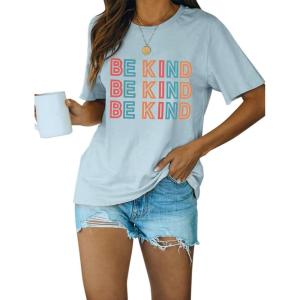 imageBlooming Jelly Womens Be Kind Shirt Short Sleeve Graphic Tees Loose Fit Tshirts Cute Casual Summer Tops Funny Teacher OutfitsBlue