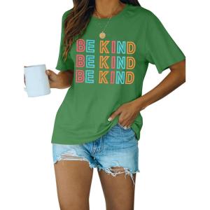 imageBlooming Jelly Womens Be Kind Shirt Short Sleeve Graphic Tees Loose Fit Tshirts Cute Casual Summer Tops Funny Teacher OutfitsKelly Green