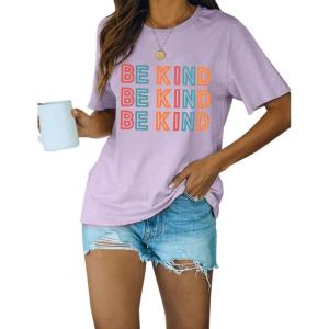 imageBlooming Jelly Womens Be Kind Shirt Short Sleeve Graphic Tees Loose Fit Tshirts Cute Casual Summer Tops Funny Teacher OutfitsPurple