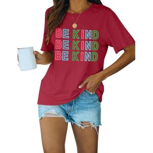 imageBlooming Jelly Womens Be Kind Shirt Short Sleeve Graphic Tees Loose Fit Tshirts Cute Casual Summer Tops Funny Teacher OutfitsRed