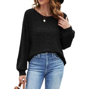 imageBlooming Jelly Womens Tunic Sweaters Lightweight Pullover Fall Tops Loose Fit 2023 Ladies Long Sweater to Wear with LeggingsBlack