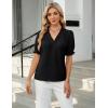 imageBlooming Jelly Women Dressy Causal Tops Ruffle V Neck Business Blouses Summer Work Shirts 2025Black