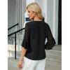 imageBlooming Jelly Womens 34 Length Sleeve Tops Dressy Casual Business Blouses Ruffle Work Shirts Summer OutfitsBlack