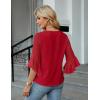 imageBlooming Jelly Womens 34 Length Sleeve Tops Dressy Casual Business Blouses Ruffle Work Shirts Summer OutfitsRed