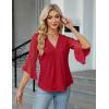 imageBlooming Jelly Womens 34 Length Sleeve Tops Dressy Casual Business Blouses Ruffle Work Shirts Summer OutfitsRed