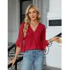imageBlooming Jelly Womens 34 Length Sleeve Tops Dressy Casual Business Blouses Ruffle Work Shirts Summer OutfitsRed