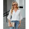 imageBlooming Jelly Womens 34 Length Sleeve Tops Dressy Casual Business Blouses Ruffle Work Shirts Summer OutfitsWhite