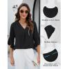 imageBlooming Jelly Womens 34 Length Sleeve Tops Summer Dressy Business Casual Blouses Work Shirts Chiffon V Neck Outfits 2025Black