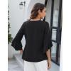 imageBlooming Jelly Womens 34 Length Sleeve Tops Summer Dressy Business Casual Blouses Work Shirts Chiffon V Neck Outfits 2025Black