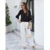 imageBlooming Jelly Womens 34 Length Sleeve Tops Summer Dressy Business Casual Blouses Work Shirts Chiffon V Neck Outfits 2025Black