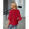 imageBlooming Jelly Womens 34 Length Sleeve Tops Summer Dressy Business Casual Blouses Work Shirts Chiffon V Neck Outfits 2025Red