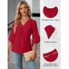 imageBlooming Jelly Womens 34 Length Sleeve Tops Summer Dressy Business Casual Blouses Work Shirts Chiffon V Neck Outfits 2025Red