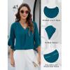 imageBlooming Jelly Womens 34 Length Sleeve Tops Summer Dressy Business Casual Blouses Work Shirts Chiffon V Neck Outfits 2025Turquoise