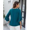imageBlooming Jelly Womens 34 Length Sleeve Tops Summer Dressy Business Casual Blouses Work Shirts Chiffon V Neck Outfits 2025Turquoise