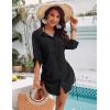 imageBlooming Jelly Womens Bathing Suit Cover Ups Bikini Swimsuit Coverup Drawstring Button Down Beach Dress ShirtBlack