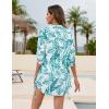 imageBlooming Jelly Womens Bathing Suit Cover Ups Bikini Swimsuit Coverup Drawstring Button Down Beach Dress ShirtBlue Leaf
