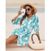 imageBlooming Jelly Womens Bathing Suit Cover Ups Bikini Swimsuit Coverup Drawstring Button Down Beach Dress ShirtBlue Leaf