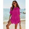 imageBlooming Jelly Womens Bathing Suit Cover Ups Bikini Swimsuit Coverup Drawstring Button Down Beach Dress ShirtBright Pink