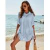 imageBlooming Jelly Womens Bathing Suit Cover Ups Bikini Swimsuit Coverup Drawstring Button Down Beach Dress ShirtHaze Blue