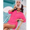 imageBlooming Jelly Womens Bathing Suit Cover Ups Bikini Swimsuit Coverup Drawstring Button Down Beach Dress ShirtHot Pink