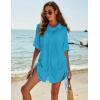 imageBlooming Jelly Womens Bathing Suit Cover Ups Bikini Swimsuit Coverup Drawstring Button Down Beach Dress ShirtPeacock Blue