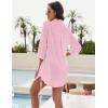 imageBlooming Jelly Womens Bathing Suit Cover Ups Bikini Swimsuit Coverup Drawstring Button Down Beach Dress ShirtPink
