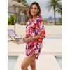 imageBlooming Jelly Womens Bathing Suit Cover Ups Bikini Swimsuit Coverup Drawstring Button Down Beach Dress ShirtPink Print Butterfly