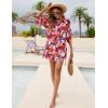 imageBlooming Jelly Womens Bathing Suit Cover Ups Bikini Swimsuit Coverup Drawstring Button Down Beach Dress ShirtPink Print Butterfly