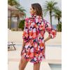 imageBlooming Jelly Womens Bathing Suit Cover Ups Bikini Swimsuit Coverup Drawstring Button Down Beach Dress ShirtPink Print Butterfly