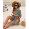 imageBlooming Jelly Womens Bathing Suit Cover Ups Bikini Swimsuit Coverup Drawstring Button Down Beach Dress ShirtPrint Multicolor Leaf