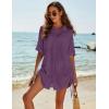 imageBlooming Jelly Womens Bathing Suit Cover Ups Bikini Swimsuit Coverup Drawstring Button Down Beach Dress ShirtPurple