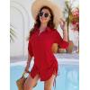 imageBlooming Jelly Womens Bathing Suit Cover Ups Bikini Swimsuit Coverup Drawstring Button Down Beach Dress ShirtRed01