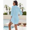 imageBlooming Jelly Womens Bathing Suit Cover Ups Bikini Swimsuit Coverup Drawstring Button Down Beach Dress ShirtSky Blue