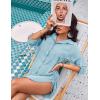 imageBlooming Jelly Womens Bathing Suit Cover Ups Bikini Swimsuit Coverup Drawstring Button Down Beach Dress ShirtSky Blue