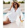 imageBlooming Jelly Womens Bathing Suit Cover Ups Bikini Swimsuit Coverup Drawstring Button Down Beach Dress ShirtWhite