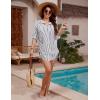 imageBlooming Jelly Womens Bathing Suit Cover Ups Bikini Swimsuit Coverup Drawstring Button Down Beach Dress ShirtWhite Striped