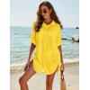 imageBlooming Jelly Womens Bathing Suit Cover Ups Bikini Swimsuit Coverup Drawstring Button Down Beach Dress ShirtYellow