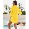 imageBlooming Jelly Womens Bathing Suit Cover Ups Bikini Swimsuit Coverup Drawstring Button Down Beach Dress ShirtYellow