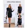 imageBlooming Jelly Womens Bodycon Sweater Dress Fall Long Sleeve Ribbed Knit Midi Dress Slim Elegant Sweater Mini DressBlack