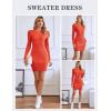 imageBlooming Jelly Womens Bodycon Sweater Dress Fall Long Sleeve Ribbed Knit Midi Dress Slim Elegant Sweater Mini DressRust Orange