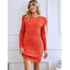 imageBlooming Jelly Womens Bodycon Sweater Dress Fall Long Sleeve Ribbed Knit Midi Dress Slim Elegant Sweater Mini DressRust Orange