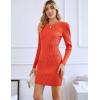 imageBlooming Jelly Womens Bodycon Sweater Dress Fall Long Sleeve Ribbed Knit Midi Dress Slim Elegant Sweater Mini DressRust Orange