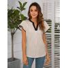 imageBlooming Jelly Womens Business Casual Blouses Short Ruffle Sleeve V Neck Dressy Tops Textured Ribbed Summer Trendy Work ShirtApricot