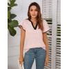 imageBlooming Jelly Womens Business Casual Blouses Short Ruffle Sleeve V Neck Dressy Tops Textured Ribbed Summer Trendy Work ShirtPink