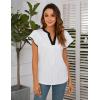 imageBlooming Jelly Womens Business Casual Blouses Short Ruffle Sleeve V Neck Dressy Tops Textured Ribbed Summer Trendy Work ShirtWhite