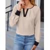 imageBlooming Jelly Womens Business Casual Long Sleeve Tops Color Block Fall Outfits 2025 Dressy Basic Work ShirtsBeige
