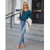 imageBlooming Jelly Womens Business Casual Long Sleeve Tops Color Block Fall Outfits 2025 Dressy Basic Work ShirtsBlue
