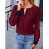 imageBlooming Jelly Womens Business Casual Long Sleeve Tops Color Block Fall Outfits 2025 Dressy Basic Work ShirtsWine Red