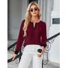 imageBlooming Jelly Womens Business Casual Long Sleeve Tops Color Block Fall Outfits 2025 Dressy Basic Work ShirtsWine Red