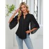 imageBlooming Jelly Womens Business Casual Tops Loose Fit Dressy Blouses 34 Length Sleeve Trendy Shirts 2025 OutfitsBlack